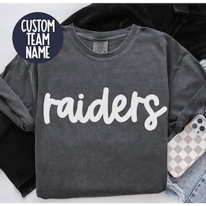 Custom Team Name Comfort Colors Shirt, Custom Football Tee, Custom Mascot Game Day Shirt