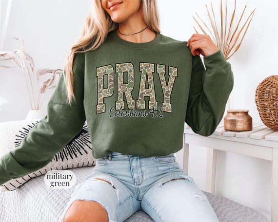 Pray Sweatshirt, Camo Jesus Sweatshirt, Christian Apparel, Colossians 4, Bible Verse Shirt, Religious Crewneck, Jesus Hoodie, God Shirts
