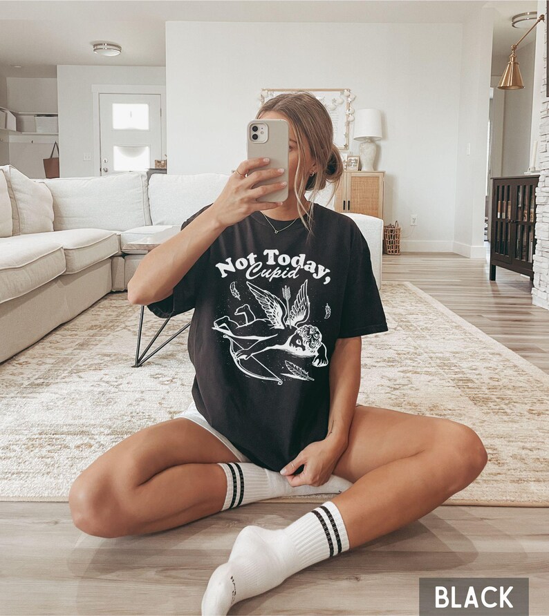 Comfort Colors® Not Today Cupid Shirt, Anti Valentines Day Shirts, Funny Valentine, Single Shirts, Cupid Shirt, Valentines Gifts for Friend Black