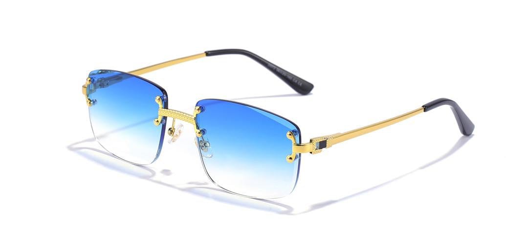 Blue Ombre Luxury Fashion Sunglasses – Gold Detail Sunglasses Antique Cobalt Blue No Arms - Etsy main image 2