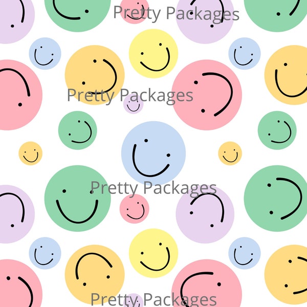 Smiley Face Wallpaper or Sticker Sheet Digital Download Bright and Colorful