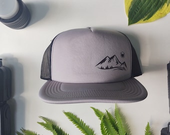 Mountain  Hat, summer gift for him, Men's gift, Hiking Hat, Dad Hat, Women's Hat, Outdoor Life Style