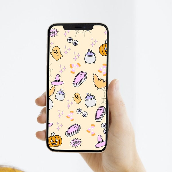 Halloween Phone Wallpaper| Pastel Halloween Wallpaper |Digital Download | Cute and Aesthetic Halloween Phone Wallpaper |Halloween Wallpaper