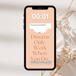 Papel de parede inspirador para iPhone, download digital de afirmações diárias, afirmação de saúde mental e lembretes suaves, tela de bloqueio do telefone