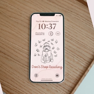 Dont Stop Reading Book Aesthetic Phone Wallpaper, iPhone Background Wallpaper, Women Book Art, Instant Download, Women Reading Download