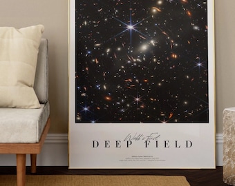 Webb's First Deep Field Print | James Webb Space Telescope Poster | Modern Cosmic Wall Art for Space Gallery Decor
