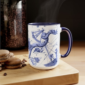 Celestial Color Mugs, Cosmic Home Decor Coffee Cup Gift, Vintage Star Constellations Illustration by Sidney Hall