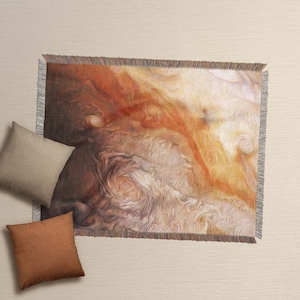 Jovian Orange Woven Tapestry Blanket | Large Space Abstract Art Throw