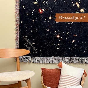 Personalized Deep Field Blanket | Space Aesthetic Woven Throw | Special Gift for Loved Ones
