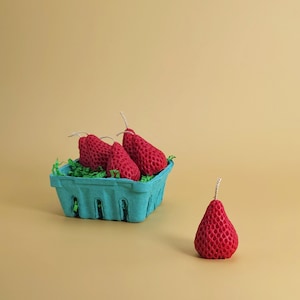 Strawberry Candles | Scented berry Candle Set | Handmade Candle Decor | Birthday Cake Topper | Pulp Basket of strawberry candle | Soy Wax