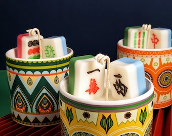 Luck Mahjong handmade candle ｜ soy container candle 8oz | Scented candle | Mahjong | good fortune candle | Chinese traditional candle gift