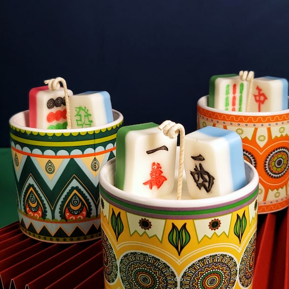 Luck Mahjong handmade candle ｜ soy container candle 8oz | Scented candle | Mahjong | good fortune candle | Chinese traditional candle gift