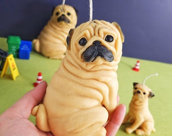 Handmade Pug Candle: Gift for Dog Lovers