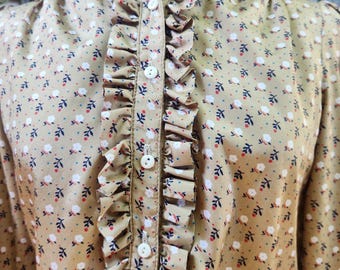 shirt women's long sleeve 1970's vintage beige