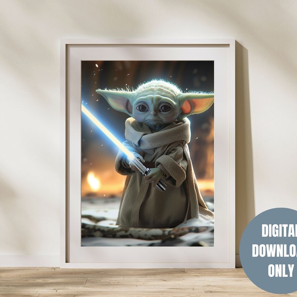 Baby Yoda Poster Digital Wall Art Star Wars Animated Poster Decor For Bed Room Game Room Dorm Room Instant Download Wall Art Cartoon