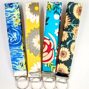 Key Fob, Starry Night Print Key Fob, Floral Print Wristlet Key Fob, Starry Night Wristlet Key Fob, Starry Night  Key Chain, Back to College