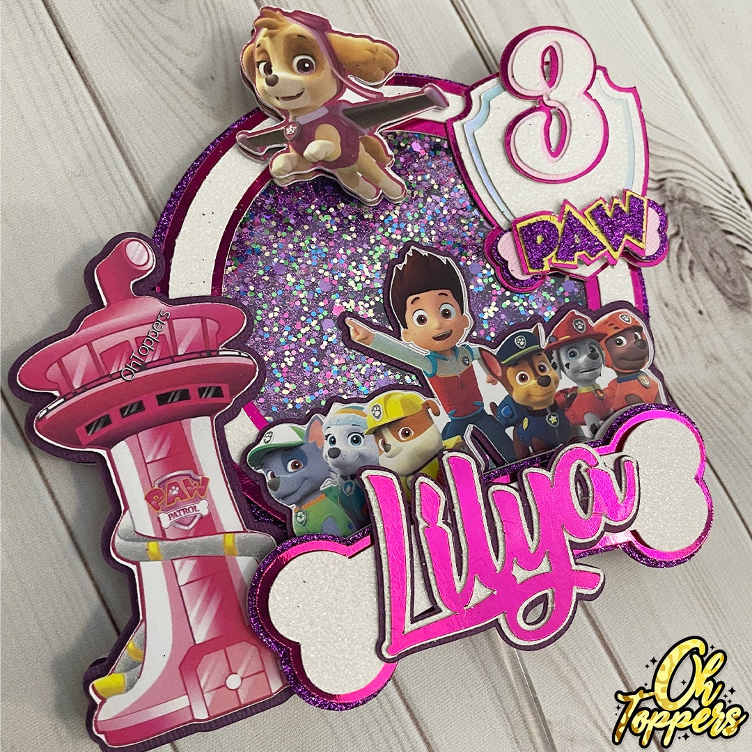 Cake Topper Pat Patrouille Team Glitter Birthday Etsy