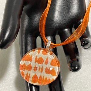 Orange Abstract Art Design, Glass Rock Pendant,Pendant Necklace, Glass Jewelry, Image Art Necklace, Handmade, Unique Gift, Gift For Daughter