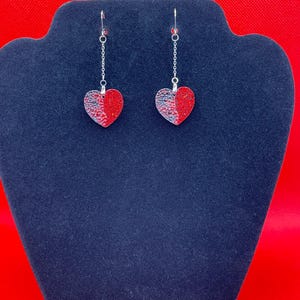 Red Heart Resin Earrings w/Glitter, Resin Dangle Earrings, Resin Jewelry, Heart Earrings, Red Hearts, Gift For Wife,    Gift For Daughter