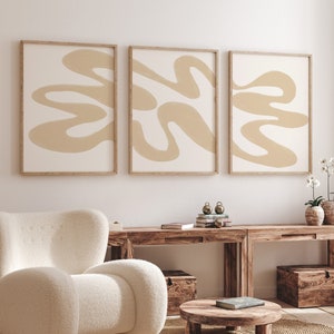 Set of 3 Downloadable Art Prints, Minimalistic Beige Printable Wall Art, Trendy Modern Wall Posters