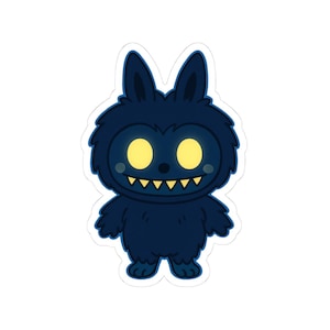 Pegatina espeluznante de Labubu de medianoche, calcomanías de Halloween, calcomanías para laptop, calcomanías para botellas de agua, calcomanías de vinilo, calcomanías para álbumes de recortes