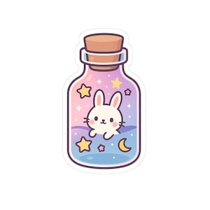 Rabbit Stickers - Adorable Bunny Kiss-Cut Sticker, Cute Animal Decal for Scrapbooking, Laptop, Water Bottle, Journal, Planner