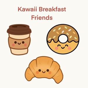 Breakfast Friends Kawaii Sticker – Cute Pancake, Toast & Egg Vinyl Sticker – Food Sticker for Laptop, Journal, Scrapbook, Gift for Food Love