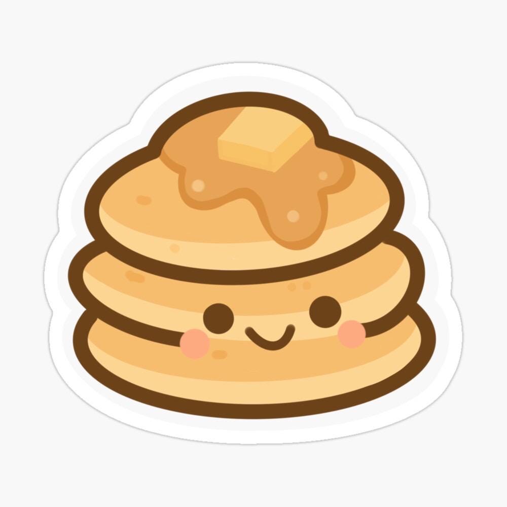 Kawaii Pancake Digital Sticker – Cute Breakfast Clipart for Digital Planners & Journals