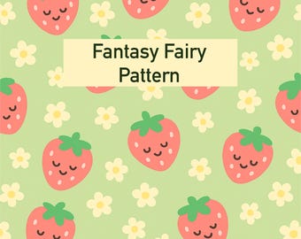 Kawaii Strawberry Seamless Pattern: Pink Digital Paper (PNG & JPEG, Instant Download)
