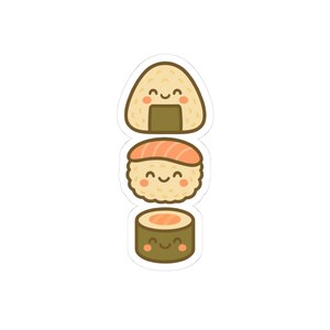 Kawaii Sushi Sticker, Cute Japanese Food Decal, Adorable Vinyl Decal, Foodie Gift, Laptop Sticker, Planner Sticker