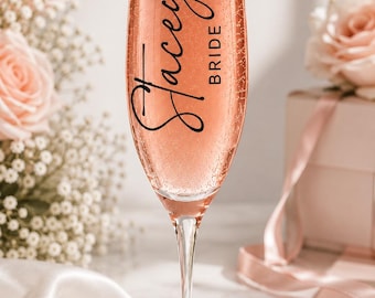 Personalised Bride Champagne Flute | Custom Bridal Champagne Glass | Bride To Be Gift | Wedding Morning Glass | Hen Party Gift | Bridal