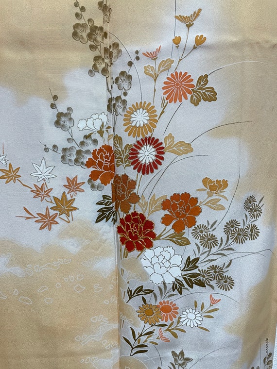 Vintage Kimono from Japan - Houmongi / Beige - image 5