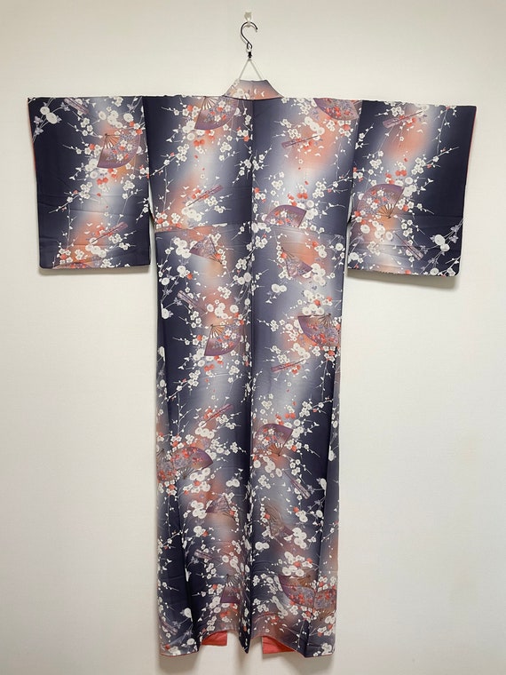 Vintage Kimono from Japan - Komon / Navy - image 2