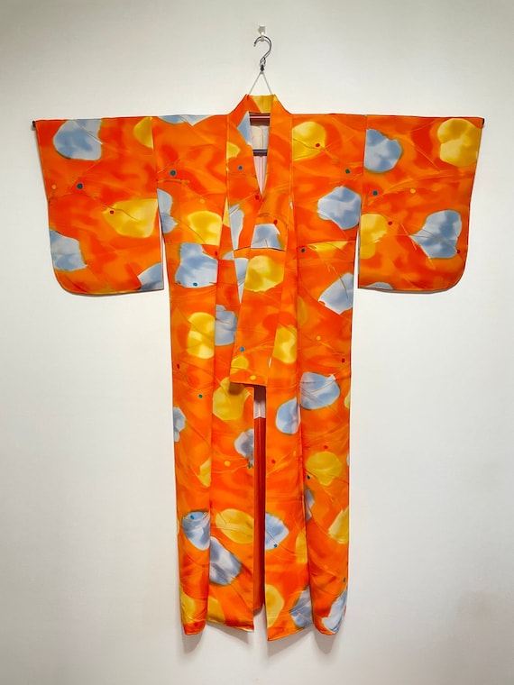 Vintage Kimono from Japan - Komon / Orange