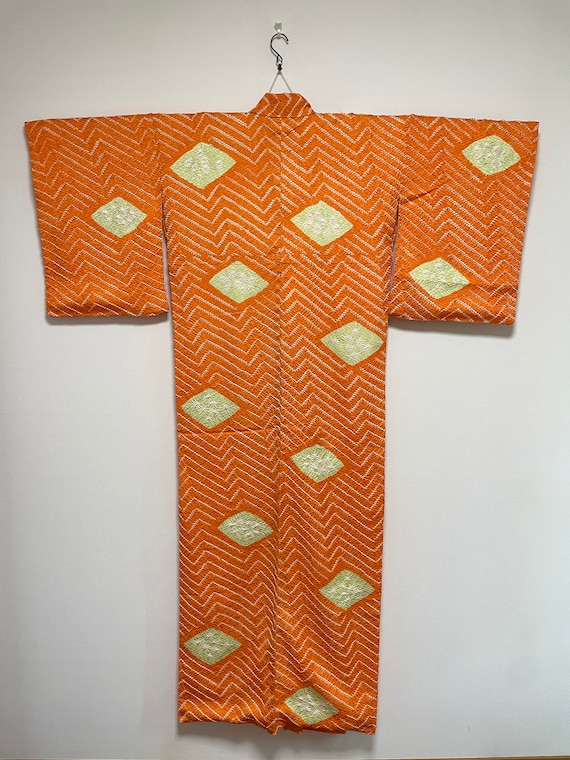 Vintage Kimono from Japan - Shibori / Orange - image 2