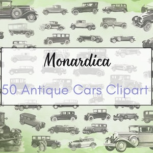 Antique Car Clipart Sammlung - 50 Schwarz Weiss Bilder aus Werbungen der 1920er Jahre - PDF Digital Download - Junk Journal Ephemera