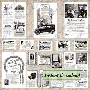 1920s Antique Ad Ephemera: Druckbare schwarz & weiße Werbung (Digitaler Download)