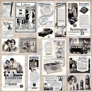 DIGITALE Sammlung von 1920er Schwarz-Weiß-Werbung, Essen, Auto, Heim, Reise, etc. Download druckbare Ephemera 1920 Ads Kit #1