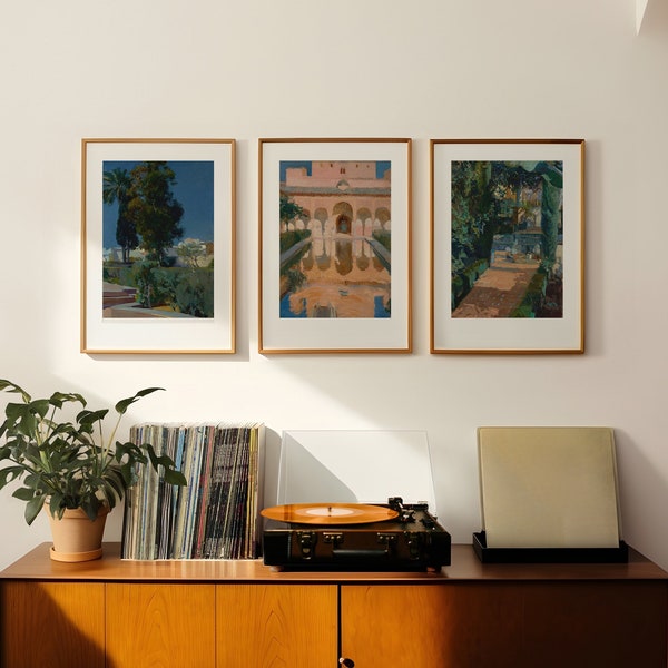 Granada Art Triptych - Joaquín Sorolla - Alhambra Art Print - Gallery Wall set of 3 - Curated Gallery Wall - Art Print Setdownload