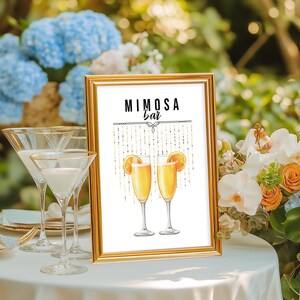 ミモザのバーサイン パーティー、誕生日、結婚式、ベビーシャワー用の印刷可能なバーサイン