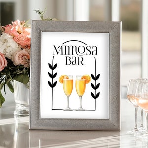 Znak Mimosa do baru, możliwy do wydrukowania znak na bar weselny, baby shower, przyjęcie urodzinowe lub ujawnienie płci dziecka