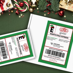 Etiquetas de presente do Pólo Norte do Papai Noel editáveis para o Natal Etiquetas de presente de Natal personalizadas da Oficina do Papai Noel Entrega especial para crianças