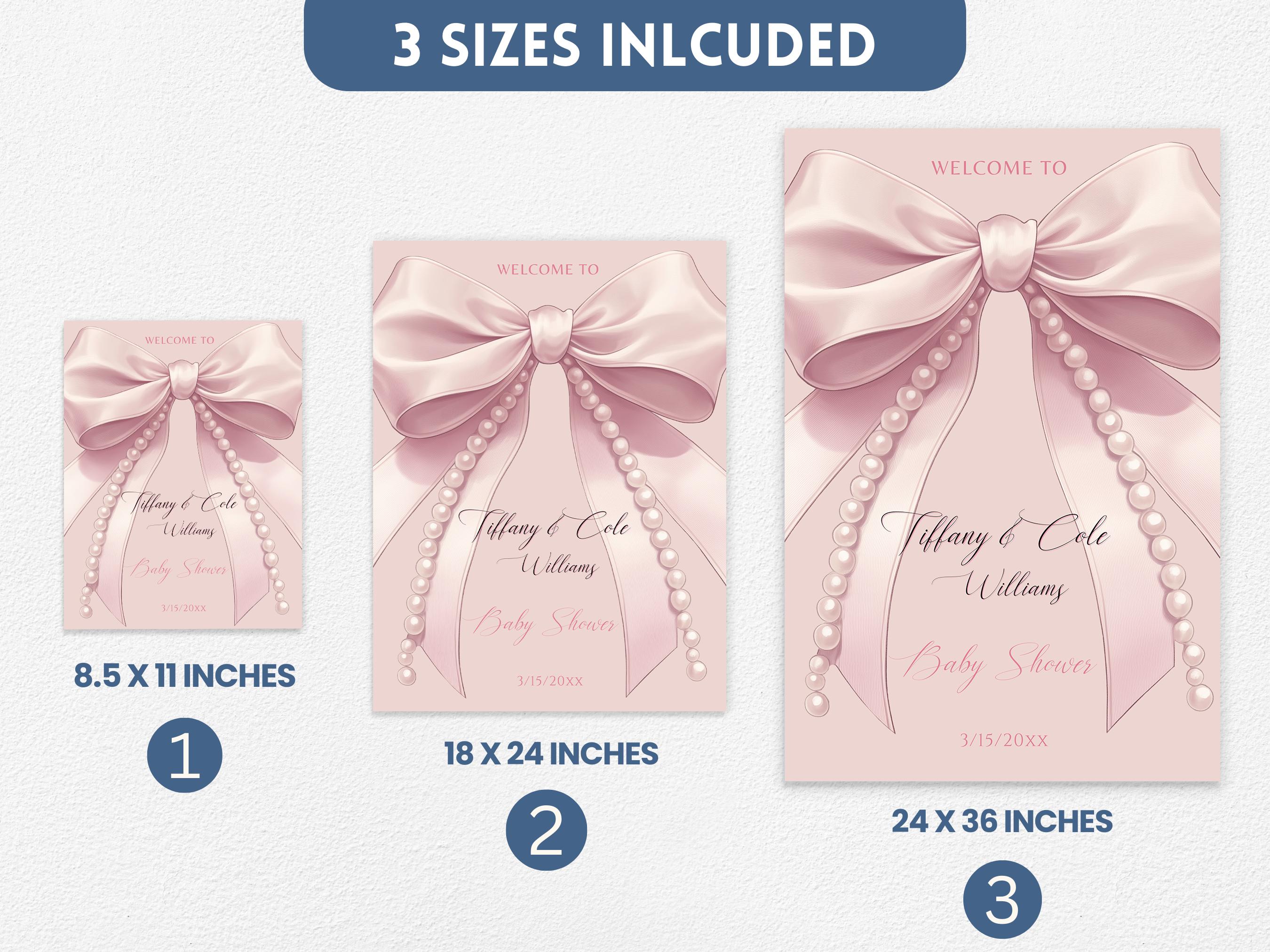 Pink Bow Editable Sign for Baby Shower Welcome and DIY Decor PB2 - Etsy