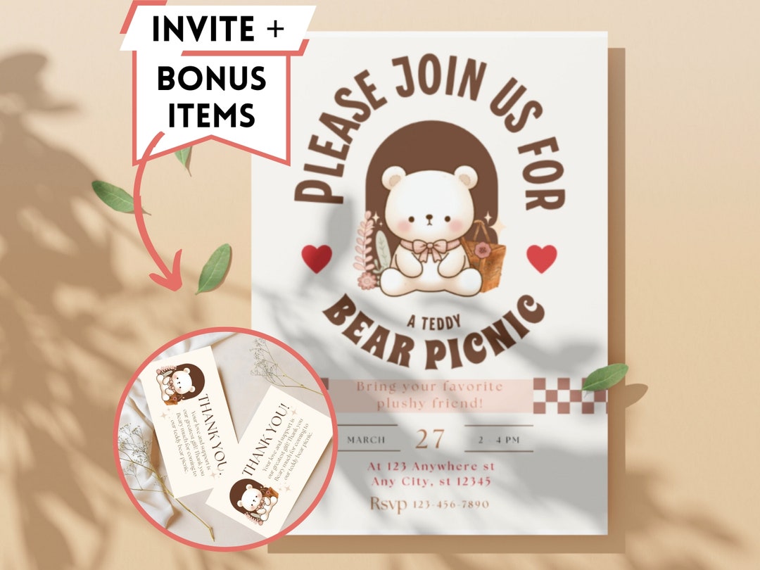 Teddy Bear Picnic Invitation Cute Bear Picnic Basket Join Us for A ...