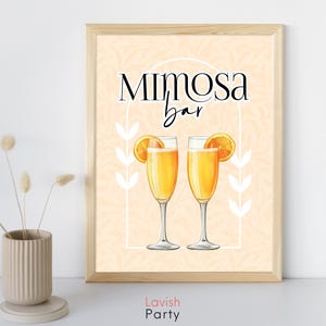 Znak Mimosa do baru, możliwy do wydrukowania znak na bar weselny, baby shower, przyjęcie urodzinowe lub ujawnienie płci dziecka
