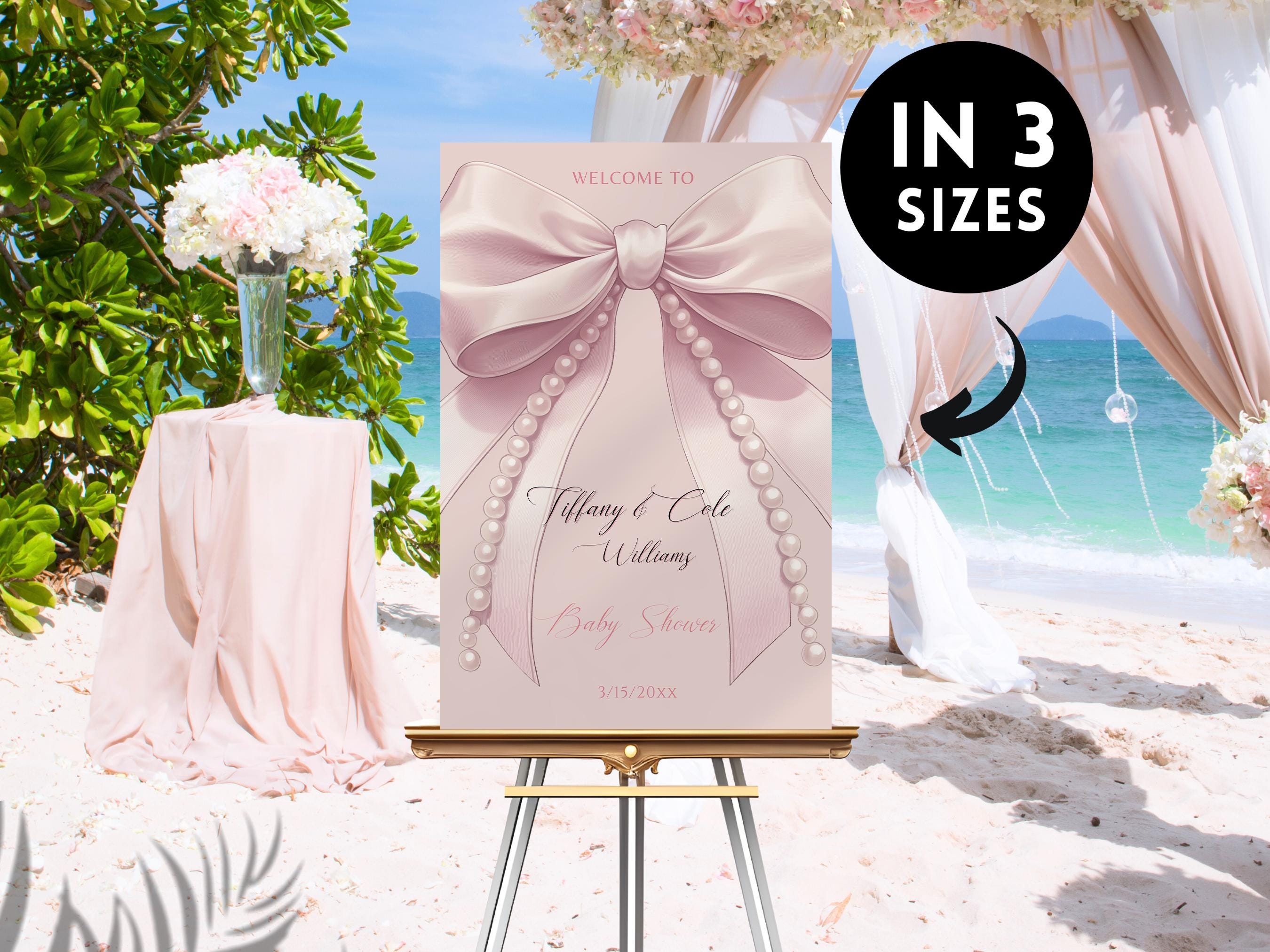 Pink Bow Editable Sign for Baby Shower Welcome and DIY Decor PB2 - Etsy