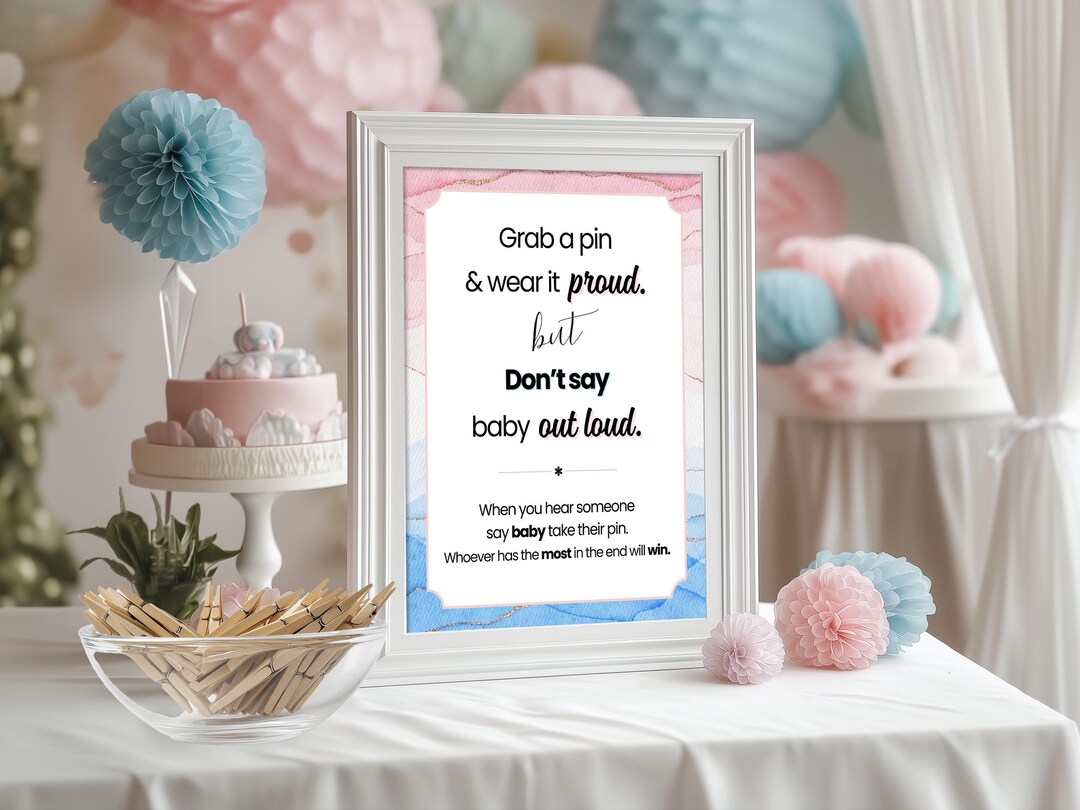 Don't Say Baby Printable Game for Gender Reveal Game Clothespins Game ...
