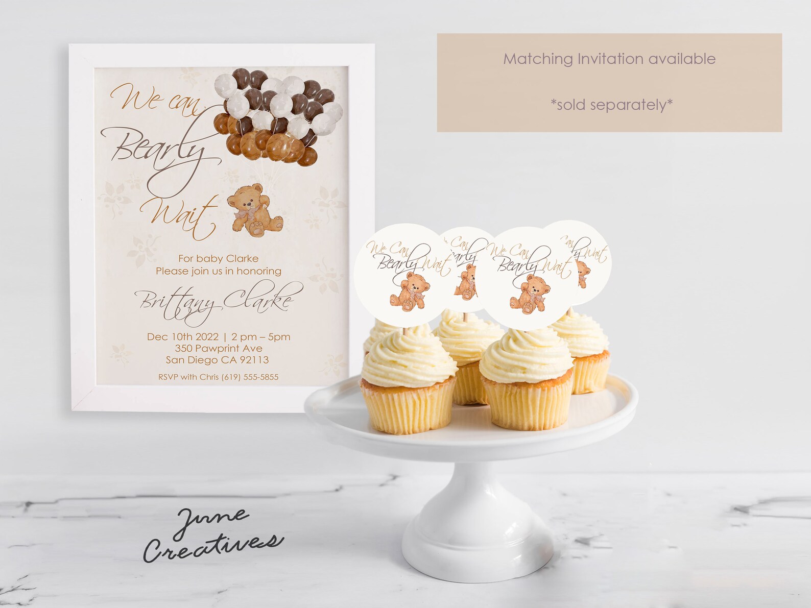 25Pcs Bear Baby Shower Birthday Party Decorations Bearly Wait Cupcake Toppers Table Decoration Bear Theme Birthday Baby Shower Gender Reveal Party Su
