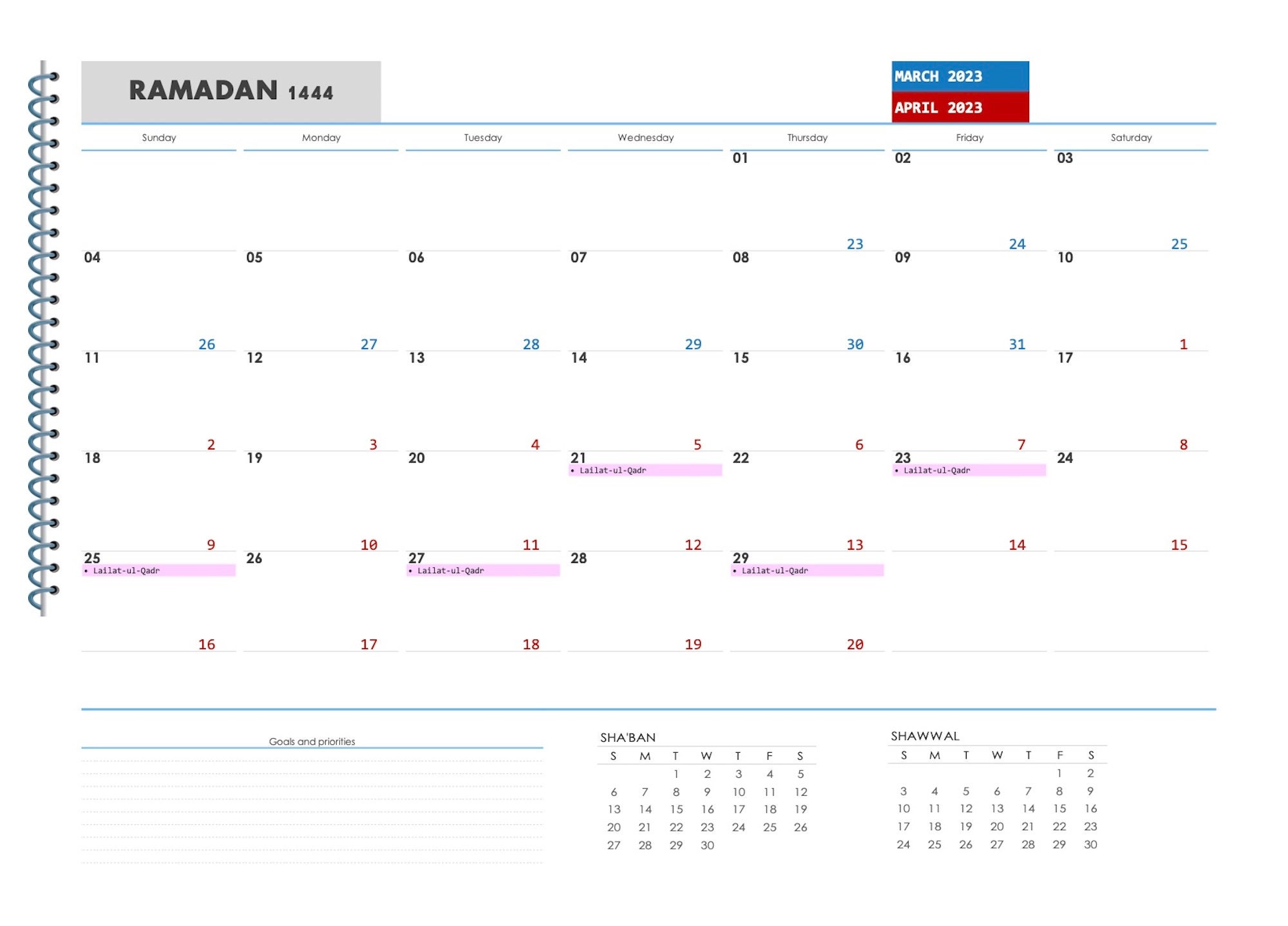 RAMADAN 2023 CALENDAR Printable Digital Muslim Planner - Etsy Hong Kong