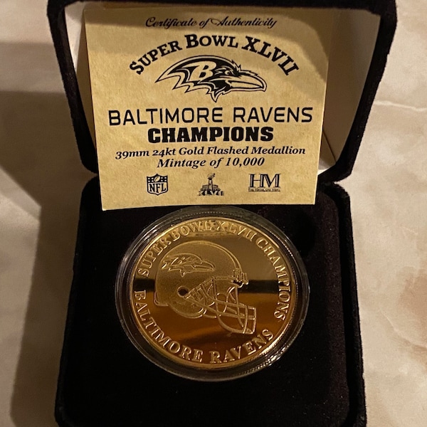 Baltimore Ravens Super Bowl 47 Champion 24 karat  Gold Flashed Coin . # 259 out of 10,000 !!!
